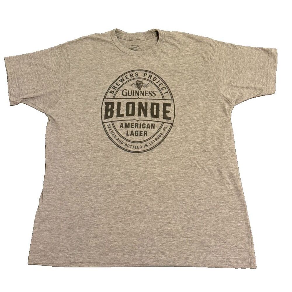 Guinness Blonde American Lager T-Shirt Gray Short-Sleeve Cotton Blend Men's L